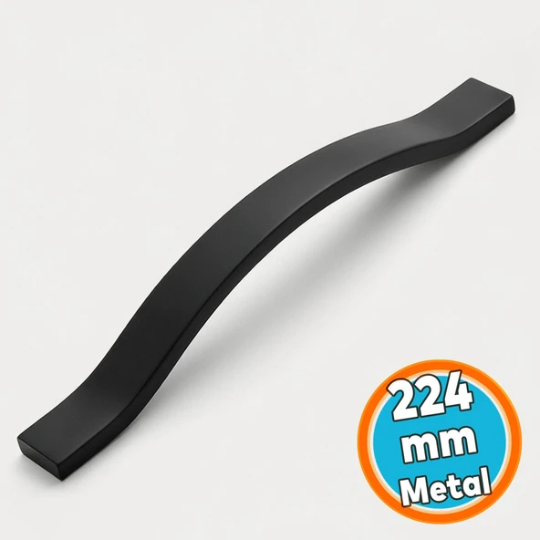 Mobilya Kulpu 224 mm Modern Mutfak Dolabı Çekmece Kolu Gardırop Kapak Kulpları Siyah Metal ürün görseli 1