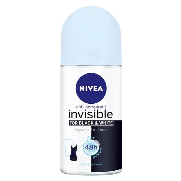Nivea Invisible For Black  White Roll-On Pure 50 ml ürün görseli 1