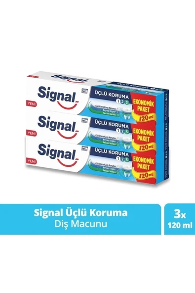 Signal Üçlü Koruma Diş Macunu 120 Ml X 3 Adet ürün görseli 1
