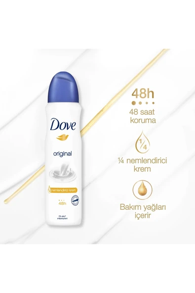 Dove Original Kadın Deodorant Sprey 150 ml - Resim 3