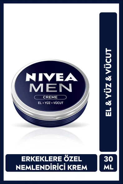 NIVEA MEN Erkek Creme Nemlendirici Bakım Kremi 30 ml,Yüz,El,Vücut İçin,E Vitamini,Ferah Koku ürün görseli 1
