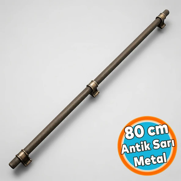 Metal Kulp 800 mm Tırtıklı Desen Mobilya Çekmece Mutfak Dolabı Dolap Kulpları Kulbu Antik Sarı 80 cm ürün görseli 1