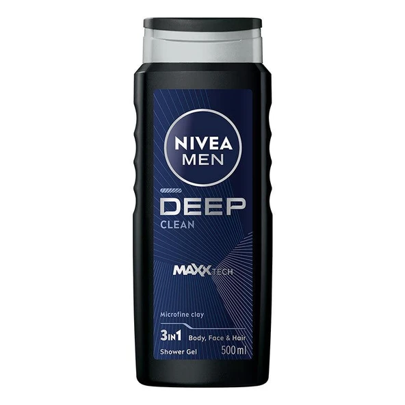 Nivea Men Deep Dimension 3 ü 1 Arada Vücut Saç ve Yüz İçin Pratik Kullanım Erkek Duş Jeli 500 ml ürün görseli 1