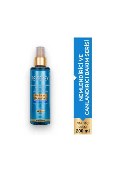 Restorex Hyaluronic Glycolic Acid Nemlendirici Canlandırıcı Sıvı Saç Kremi 200 ml ürün görseli 1