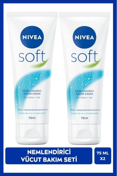 NIVEA Soft Nemlendirici Bakım Kremi 75 Ml, Jojoba Yağı, E Vitamini, El Yüz Vücut, Yumuşak Cilt Hissi ürün görseli 1
