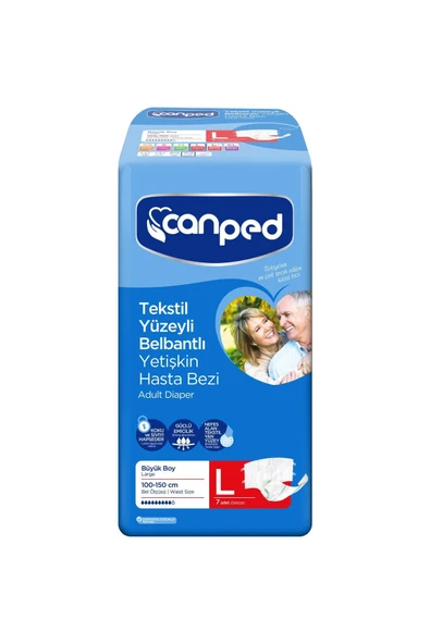 Canped Bel Bantlı Yetişkin Hasta Bezi 7 Adet // L Bel Ölçüsü : 100 - 150 Cm ürün görseli 1