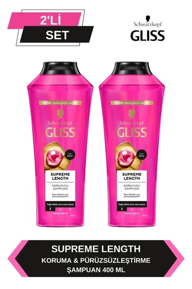 Gliss Supreme Length Uzun Saçlara Özel Şampuan 400 ml x 2 Adet ürün görseli 1
