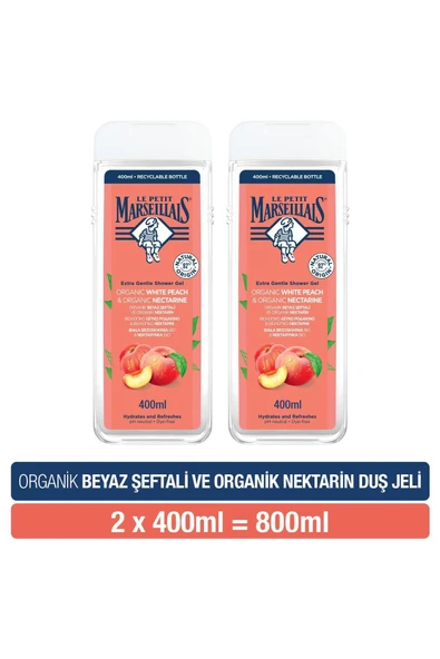 Le Petit Marseillais LE PETIT MARSEILIAIS 2*400ML DUŞ JELİ BEYAZ ŞEFTALİ ürün görseli 1