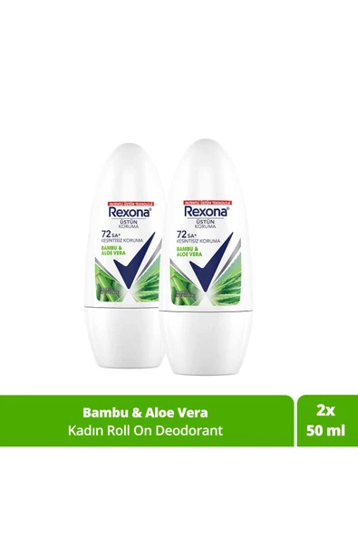 Rexona Üstün Koruma Kadın Roll On Deodorant Bambu & Aloe Vera 72 Saat Kesintisiz Koruma 50 ml X2 ürün görseli 1