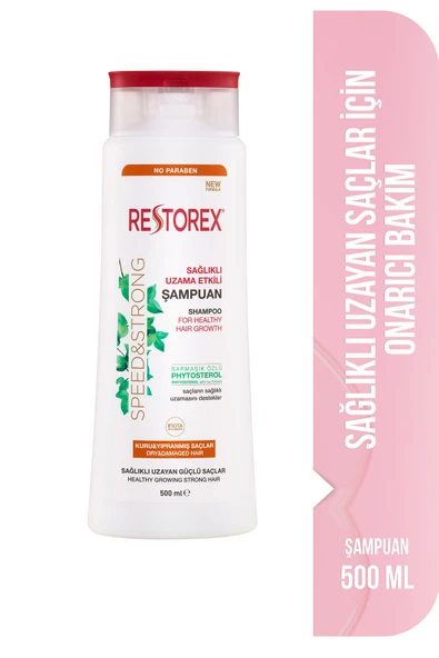 Restorex Speed Strong Kuru ve Normal Saçlar İçin Bakım Şampuanı 500 ml - Sarmaşık Özlü Sağlıklı Uzama ürün görseli 1