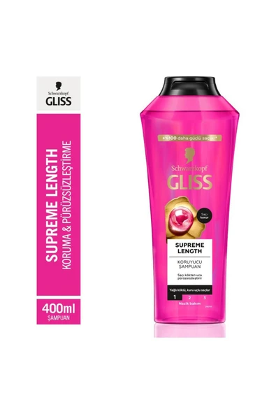 Gliss Supreme Length Koruyucui Şampuan Yağlı Köklü, Kuru Uçlu Saçalar 400 ml ürün görseli 1