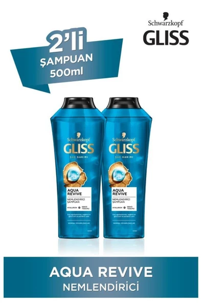 Gliss Aqua Revive Hyaluron Ve Deniz Yosunu Içeren Nemlendirici Şampuan 500 ml X 2 Adet ürün görseli 1