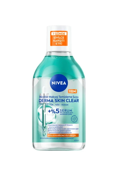 NIVEA 98722 Derma Skin Clear Micellar Makyaj Temizleme Suyu ürün görseli 1