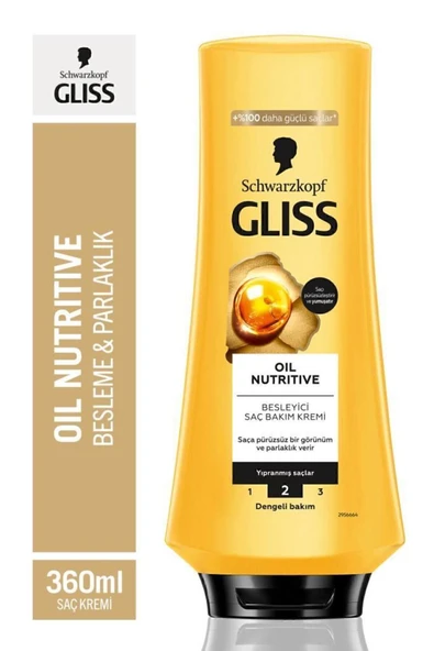 Gliss Oil Nutritive  Omega 9 ve Marula Yağı içeren Besleyici Saç Bakım Kremi 360 ml Yıpranmış Saçlar ürün görseli 1