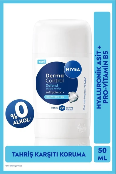 NIVEA Kadın Stick Deodorant Derma Control Defend 50 ml,72 Saat Koruma,Alkolsüz,Hyaluron,Pro Vitamin ürün görseli 1