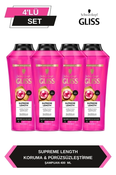 Gliss Supreme Length Uzun Saçlara Özel Şampuan 400 ml x 4 Adet ürün görseli 1