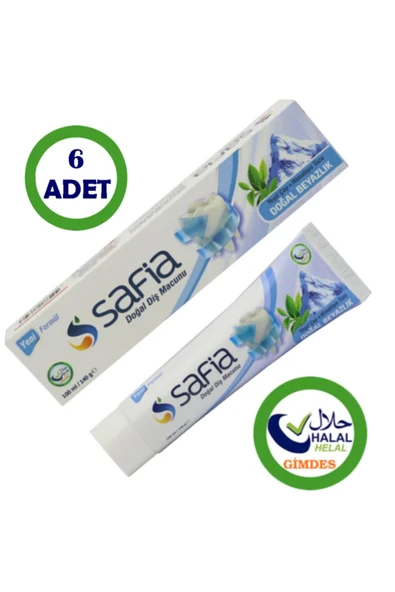 Safia Diş Macunu 75 Gr Yeşilçay + Himalaya Tuzu Komple Helal Srt 6 Paket ürün görseli 1