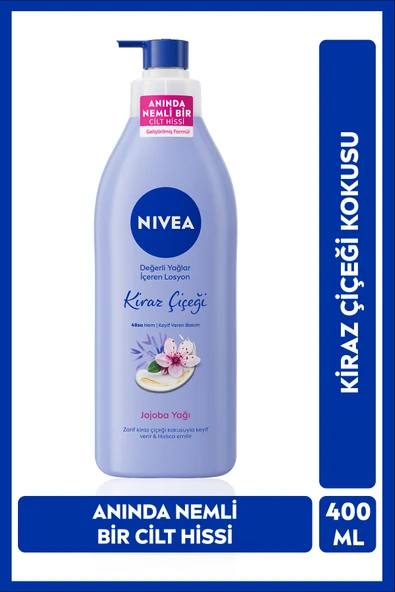 NIVEA Değerli Yağlar Içeren Nemlendirici Vücut Losyonu 400ml, Kiraz Çiçeği, Jojoba Yağı, Kuru Cilt Tipleri ürün görseli 1
