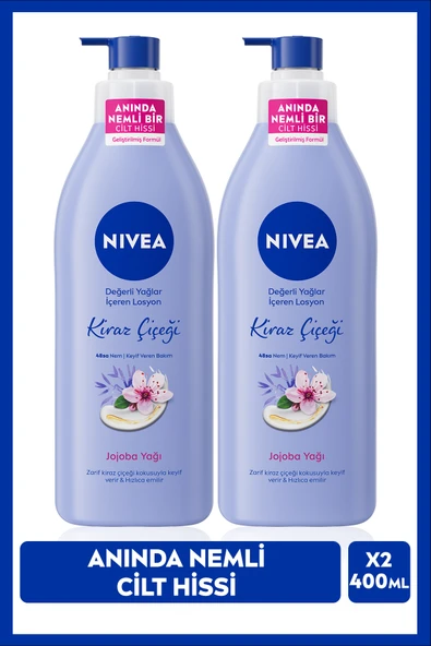 NIVEA Değerli Yağlar Içeren Vücut Losyonu 400ml, Kiraz Çiçeği, Jojoba Yağı, Normal Ve Kuru Ciltler ürün görseli 1