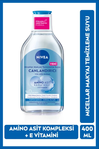 NIVEA Canlandırıcı Micellar Makyaj Temizleme Suyu 400ml, Amino Asit, E Vitamini, Nemlendirici, Normal Cilt ürün görseli 1