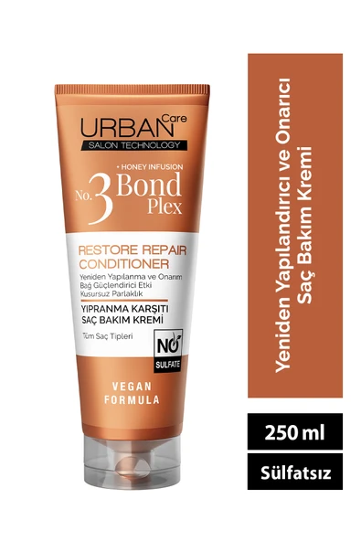Urban Care No.3 Bond Plex Restore Repair Yıpranma Karşıtı Saç Bakım Kremi-250 ml-vegan ürün görseli 1