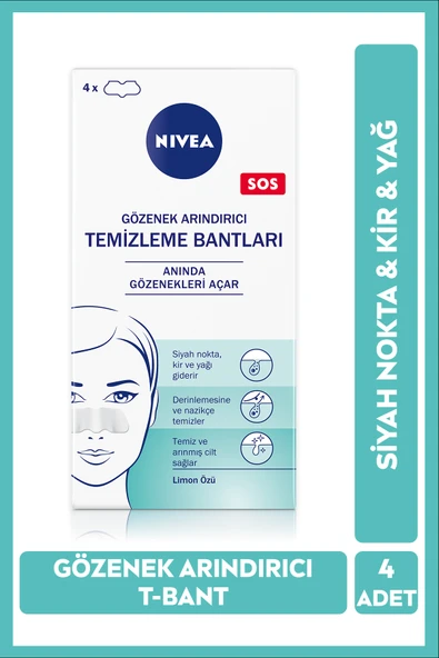 NIVEA Siyah Nokta ve Gözenek Arındırıcı Burun Bandı 4 Adet, T-Bant, Kir ve Yağ Temizleyici Yüz Bakım ürün görseli 1
