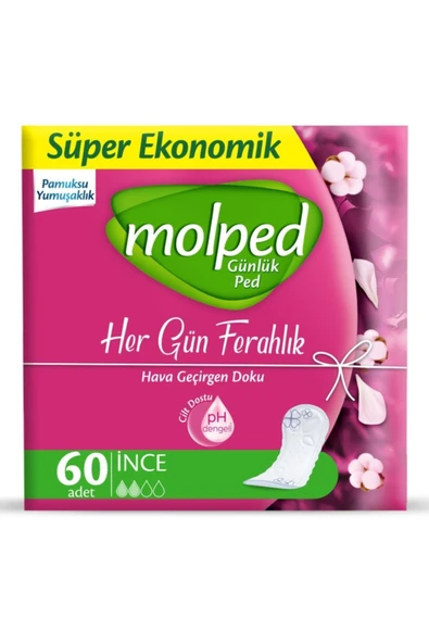 Molped Marka: Süper Ekonomik Günlük Ped Her Gün Ferahlık 60'lı Kategori: Günlük Ped ürün görseli 1