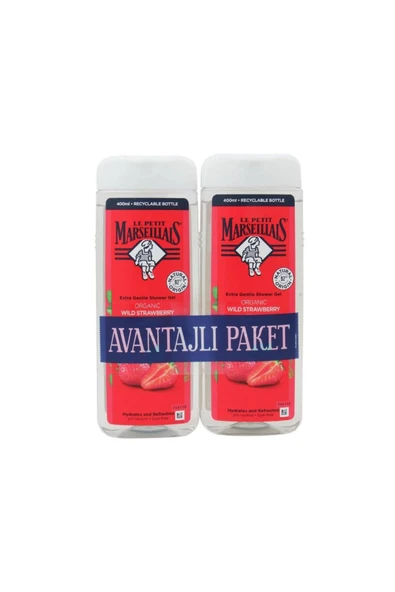 Le Petit Marseillais Organic Wild Strawberry Duş Jeli 400 Ml 2 Li Avantajlı Paket ürün görseli 1