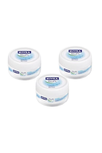 NIVEA Soft Nemlendirici Bakım Kremi Yüz Vücut El 200ml X3 Adet ürün görseli 1
