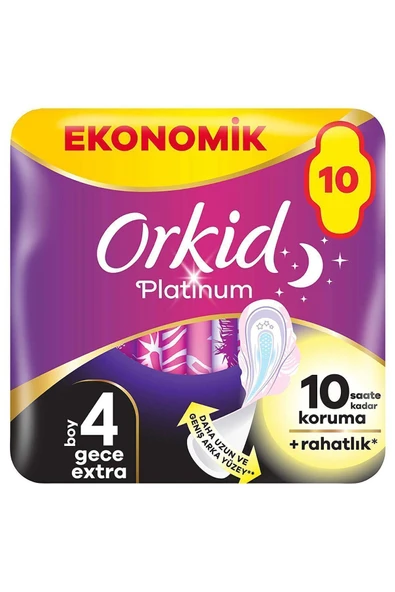 Orkid Platinum Gece Ekstra (BOY 4) 10 Adet Hijyenik Ped ürün görseli 1