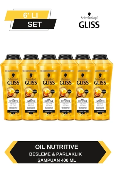 Gliss Oil Nutritive Şampuan 400ml x 6'lı Set ürün görseli 1