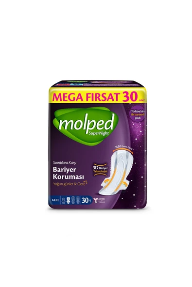 Molped Supernıght Mega 30 Lu Extra Long Gece 3d Bariyer Koruma ürün görseli 1