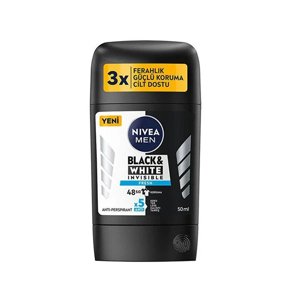 Nivea Men Black  White Invisible Fresh Stick Deodorant 50 ml ürün görseli 1