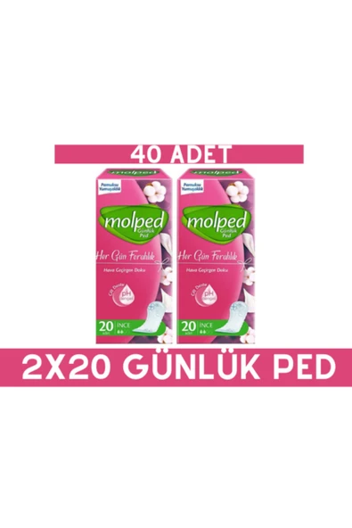 Molped Günlük Parfümsüz Ped Her Gün Ferahlık 20'li X 2 Adet ürün görseli 1