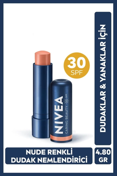NIVEA Renkli Dudak Bakım Kremi,nude,4,8gr,nemlendirme,spf30,doğal Yağlar,e Vitamini,dudak Ve Yanaklar Için ürün görseli 1