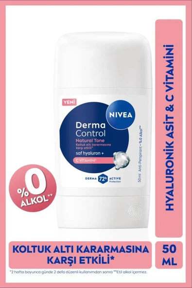 NIVEA Kadın Stick Deodorant Derma Control Natural Tone 50ml, Koltuk Altı Kararmasına Karşı, C Vitamini ürün görseli 1