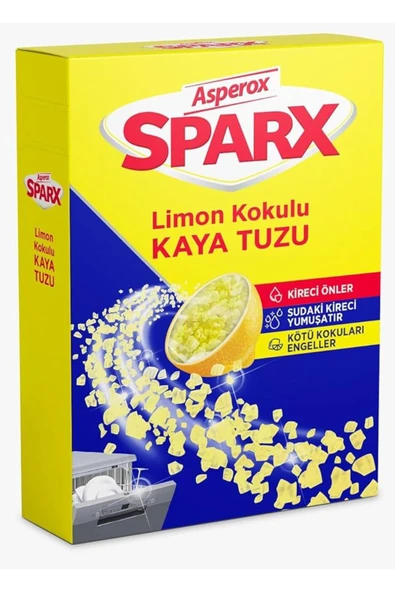 ASPEROX SPARX LİMON KOKULU KAYA TUZU MAKİNE TEMİZLEYİCİ 1 KOLİ (12 ADET) ürün görseli 1