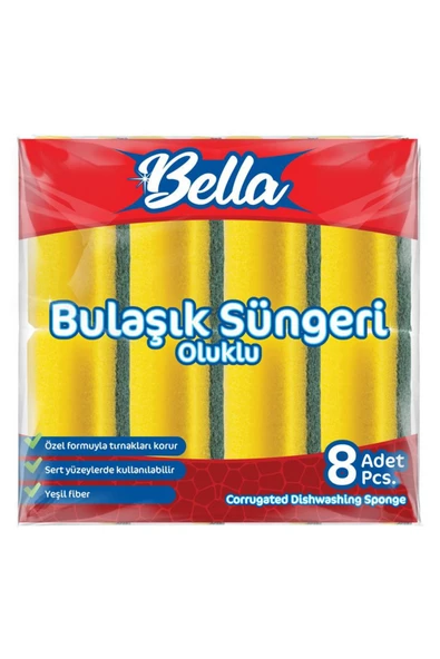 Banat Bella Oluklu Bulaşık Süngeri 8'li Paket ürün görseli 1