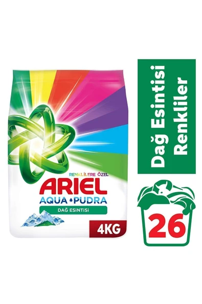 Ariel Dağ Esintisi Renklilere Özel 4 Kg Aquapudra Toz Çamaşır Deterjanı ürün görseli 1