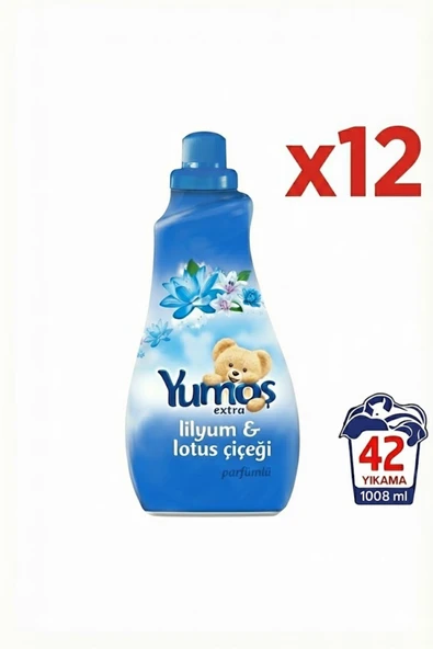 Yumoş Extra Lilyum ve Lotus Çiçeği Konsantre Çamaşır Yumuşatıcısı 1008 ml 42 Yıkama x12 adet 1 koli ürün görseli 1