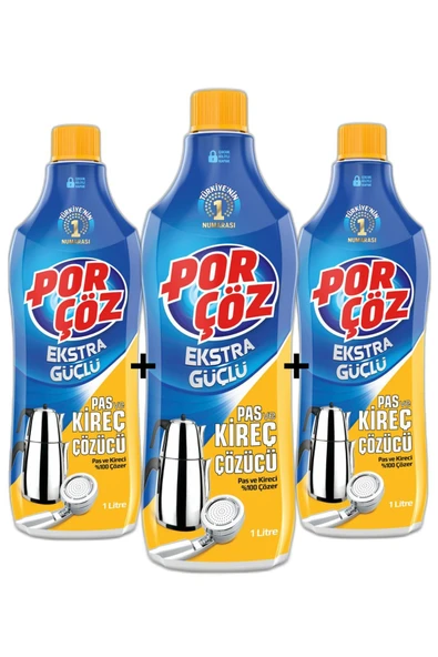 Porçöz Pas ve Kireç Çözücü 1lt x 3 Adet ürün görseli 1