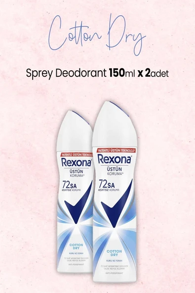 Rexona Kadın Sprey Deodorant Cotton Dry 150 ml x 2 Adet ürün görseli 1