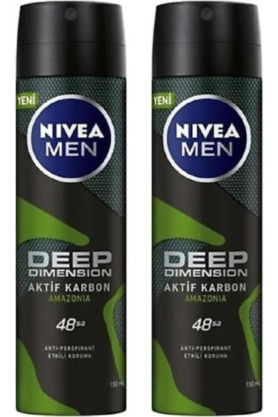 NIVEA Men Deep Dimension Aktif Karbon Amazonia Deodorant 2 X 150 Ml ürün görseli 1