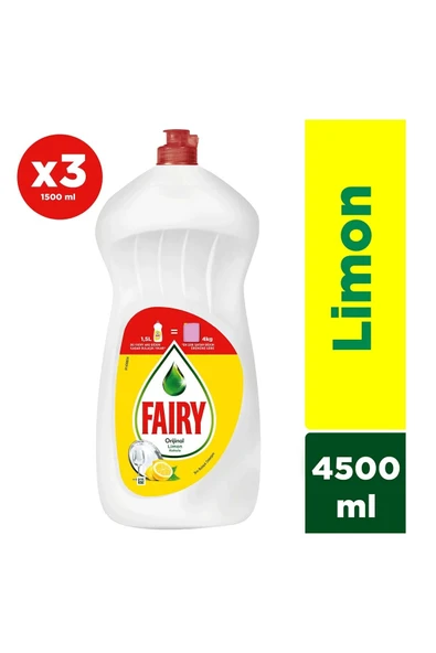Fairy 3x1500 ml Sıvı Bulaşık Deterjanı Limon ürün görseli 1