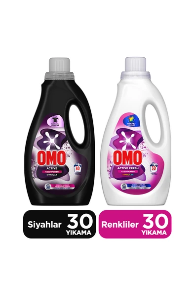 Omo Active Fresh Cold Power Renkliler Sıvı Deterjan 1500ml x1 + Siyahlar Sıvı Deterjan 1500ml x1 ürün görseli 1