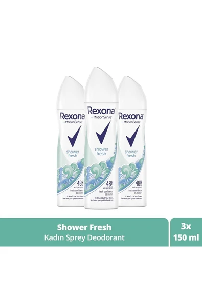 Rexona Kadın Sprey Deodorant Shower Fresh 150 Ml X3 Adet ürün görseli 1