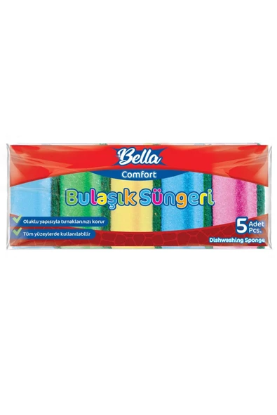 Banat Bella Comfort Renkli Oluklu Bulaşık Süngeri 5'li Paket ürün görseli 1
