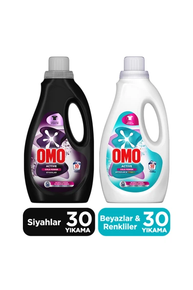 Omo Active Cold Power Siyahlar Sıvı Deterjan 1500 ml x1 + Beyazlar ve Renkliler Sıvı 1500 ml x1 ürün görseli 1