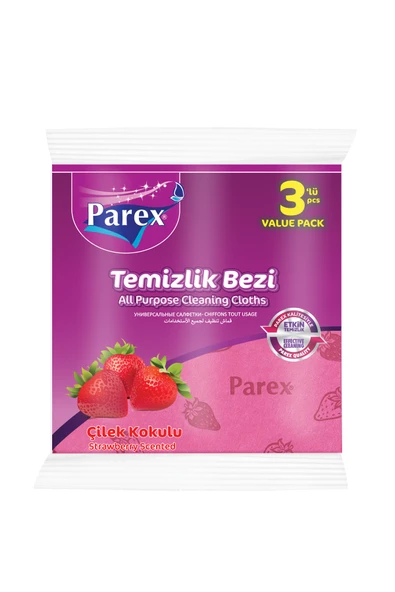 Parex Çilek Kokulu Temizlik Bezi 3'lü ürün görseli 1