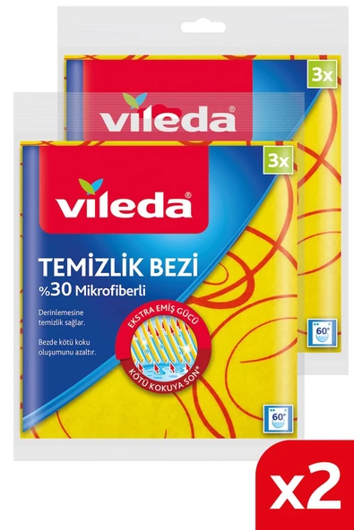 Vileda 2 Paket 3 Lü 30% Mikrofiberli Mutfak Bezi ürün görseli 1